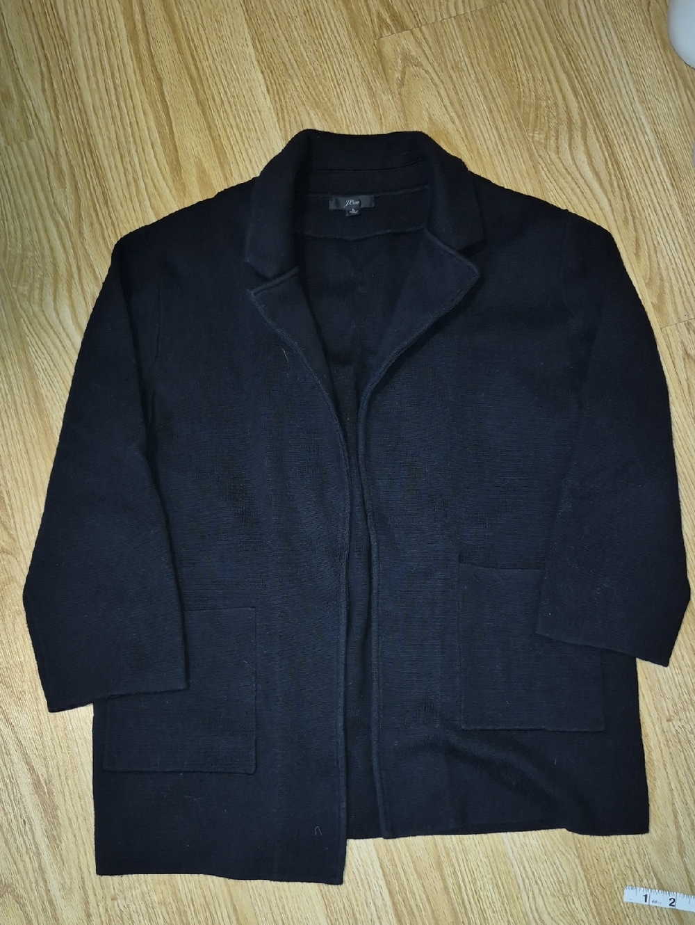 Women's Black Open-Front Knit Jacket Size L